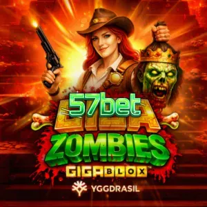 Interface do jogo Giga Zombies GigaBlox com símbolos gigantes e cenário de ruínas